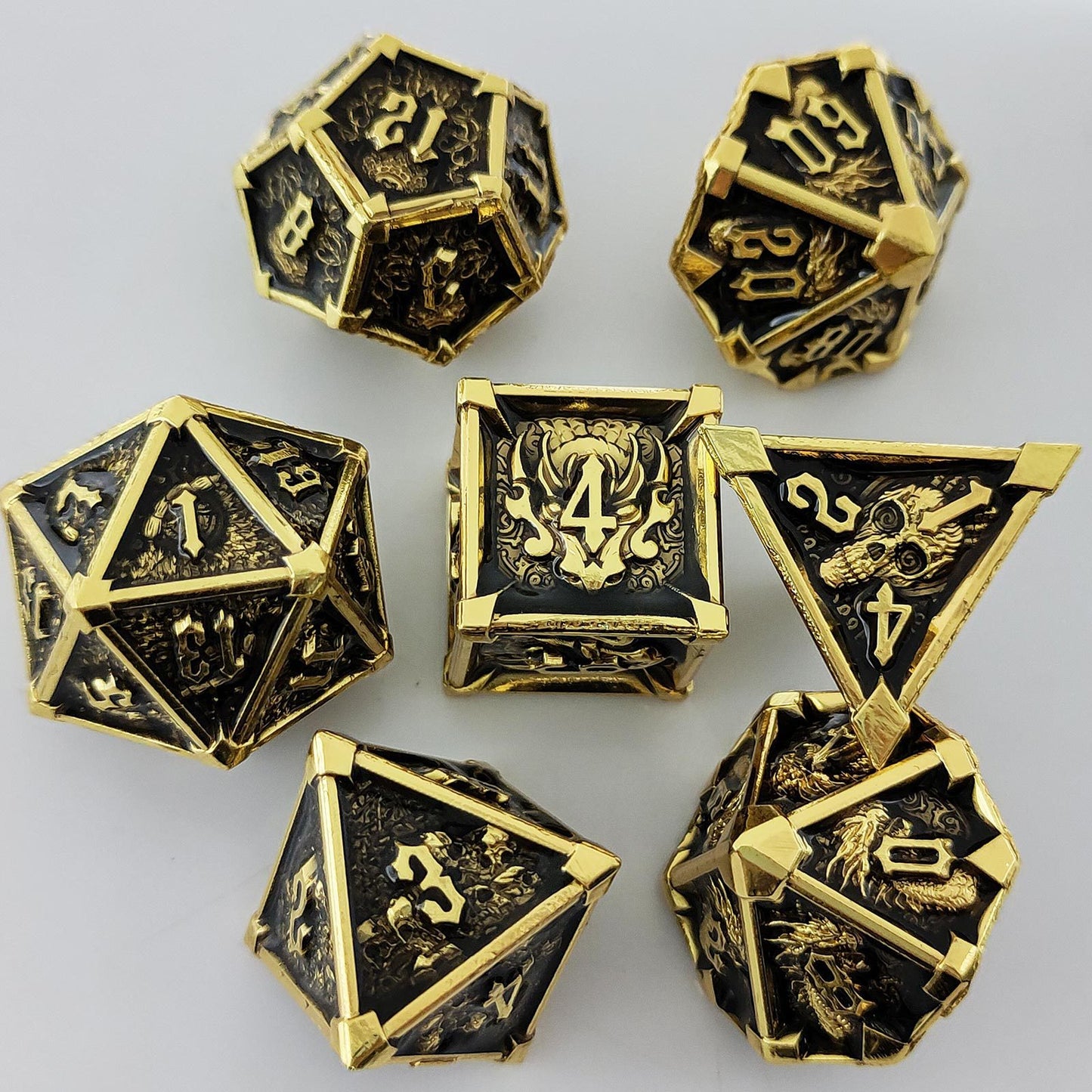Metal Dice Set DND Dungeons &amp; Dragons Polyhedral RPG Dice Role Playing TRPG Dice d20 - SkyeDragon Gifts