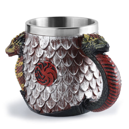 Three sided dragon stainless steel skull resin mug - SkyeDragon Gifts