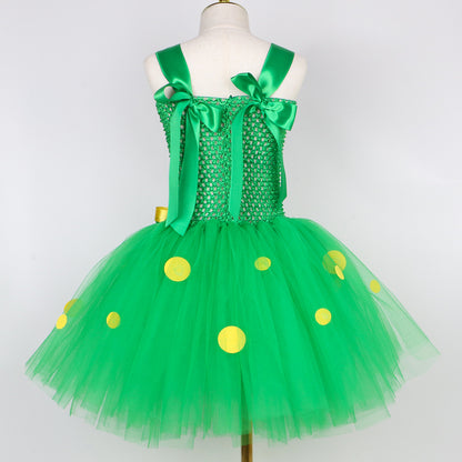 Fancy Halloween Kids Knight Dragon Costume Cosplay Green Dinosaur Performance Dress for Girls Tulle Dress