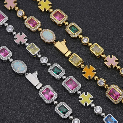 Gold-Plated Hip-Hop Gemstone Necklace - SkyeDragon Gifts