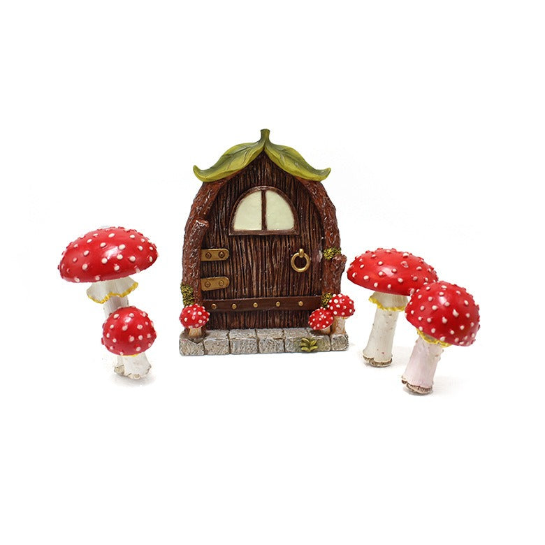 Luminous Mushroom Cabin Resin Craft for Garden Courtyard Decor