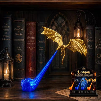 3D Flying Dragon LED Bookend Light Fantasy Bookshelf Decor Gift