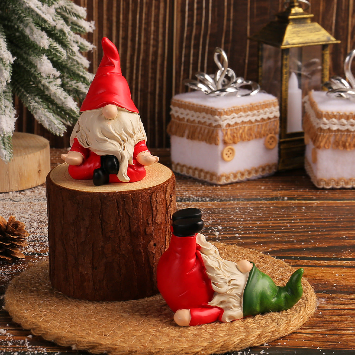 Christmas Faceless Old Man Dwarf Elf Doll Resin Yoga Sitting Decoration