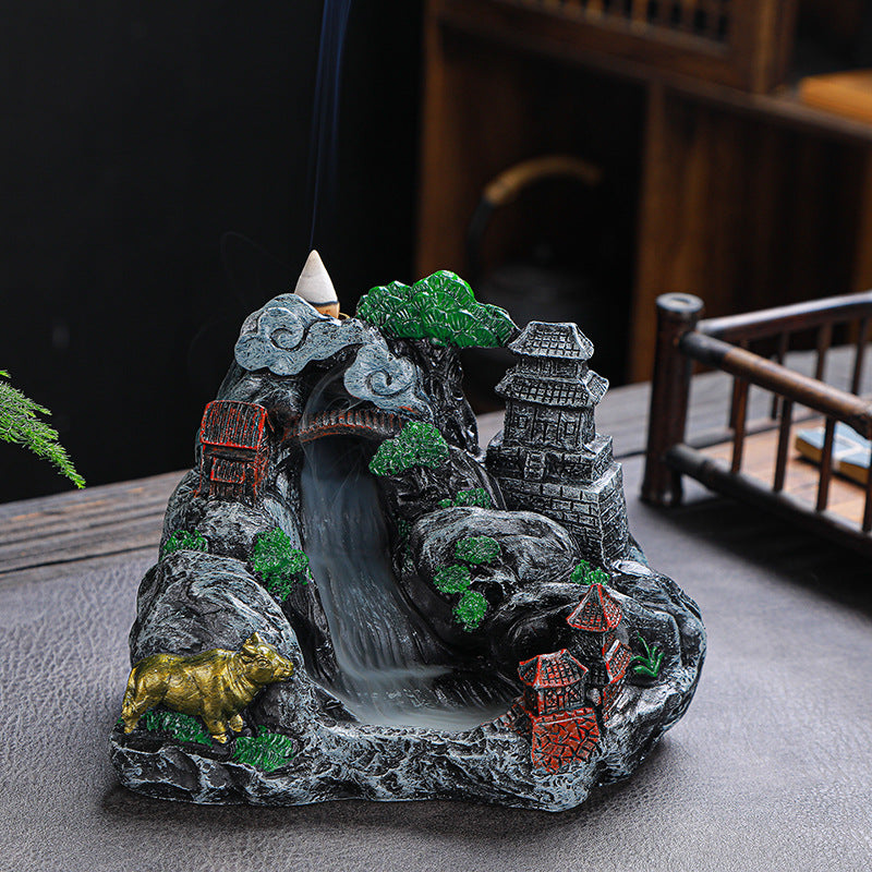 Back Flow Incense Burner Creative Home Decoration Alpine Flowing Water Resin Crafts Sandalwood Incense Burner