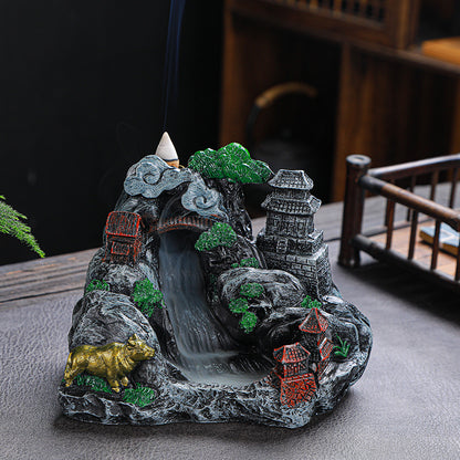 Back Flow Incense Burner Creative Home Decoration Alpine Flowing Water Resin Crafts Sandalwood Incense Burner
