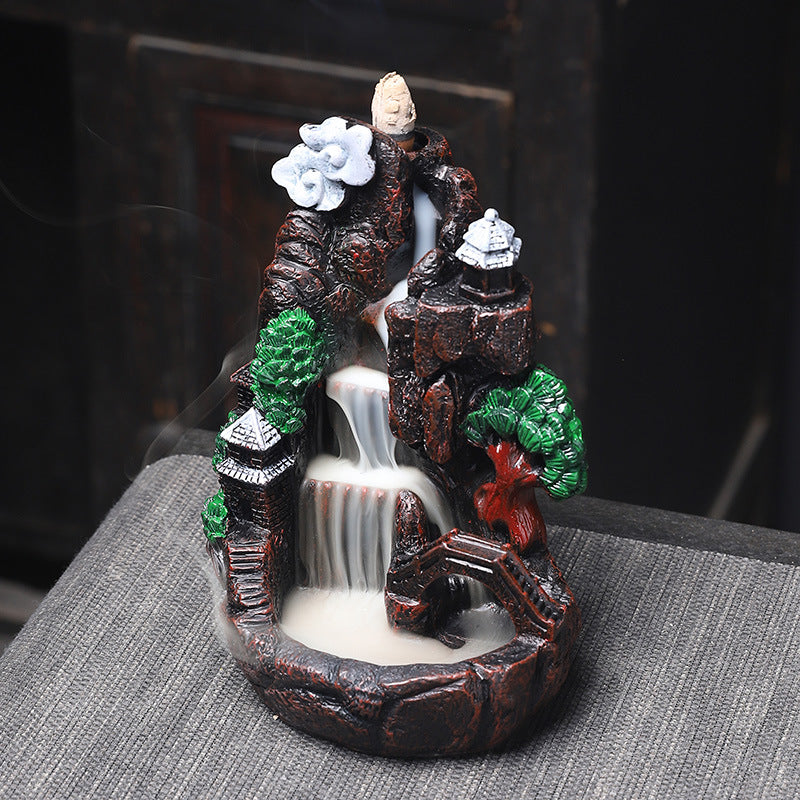 Back Flow Incense Burner Creative Home Decoration Alpine Flowing Water Resin Crafts Sandalwood Incense Burner