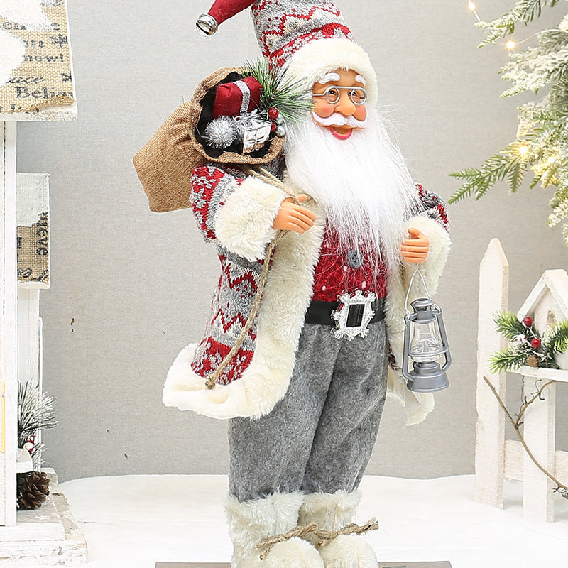 18 Inch Standing Santa Claus Doll With Snow Boots And Backpack Christmas Decor