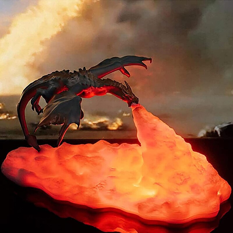 3D Printed Volcano Dragon Lamps Night Light Moon Light Kids Sleep Accompany USB Rechargeable For  Children Home Decorations - SkyeDragon Gifts