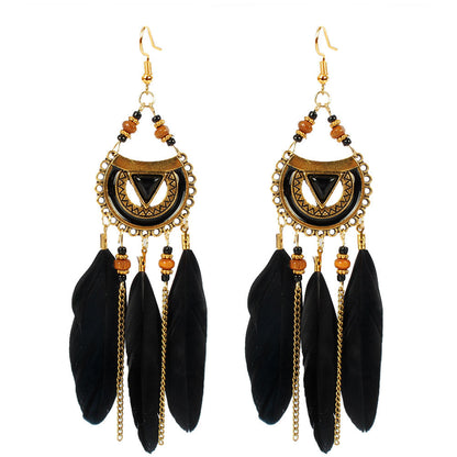 Ethnic Earrings Triangular Feather Earrings Fairy Tassel Earrings Women