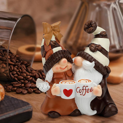 Christmas Coffee Double Dwarf Resin Figurine Desktop Home Decor Gift