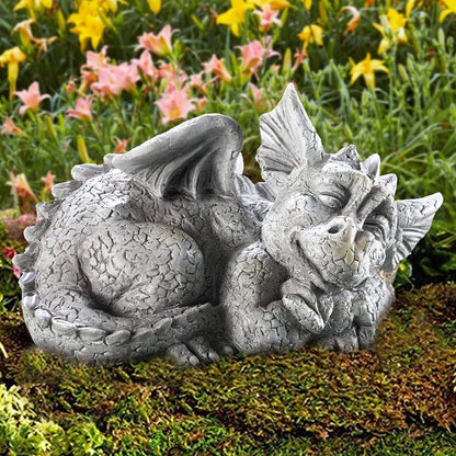 Solar powered dragon sculpture resin animal ornaments - SkyeDragon Gifts