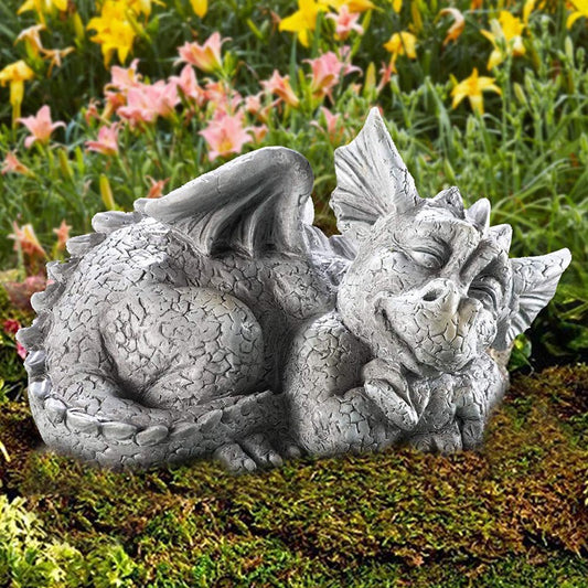 Solar powered dragon sculpture resin animal ornaments - SkyeDragon Gifts