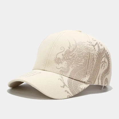 Men and women universal new Chinese dragon printing paragraph duck tongue cap pattern neutral wind adjustable baseball cap - SkyeDragon Gifts