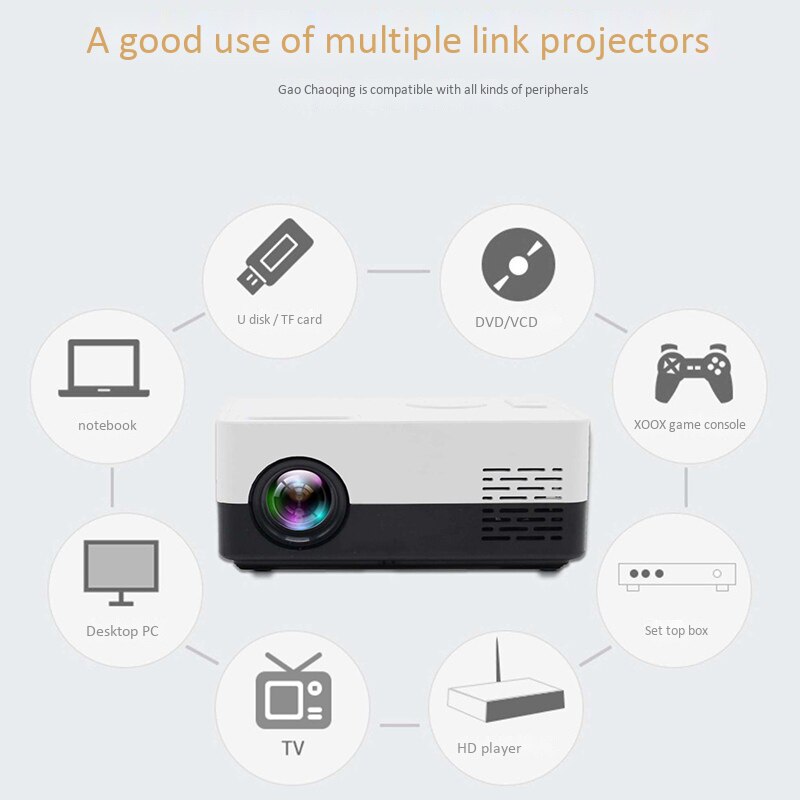 J15 1080P HD Projector Mini LED Projector Handheld Movie Beamer for Video Games Smart Home Theater Media Player US Plug - SkyeDragon Gifts