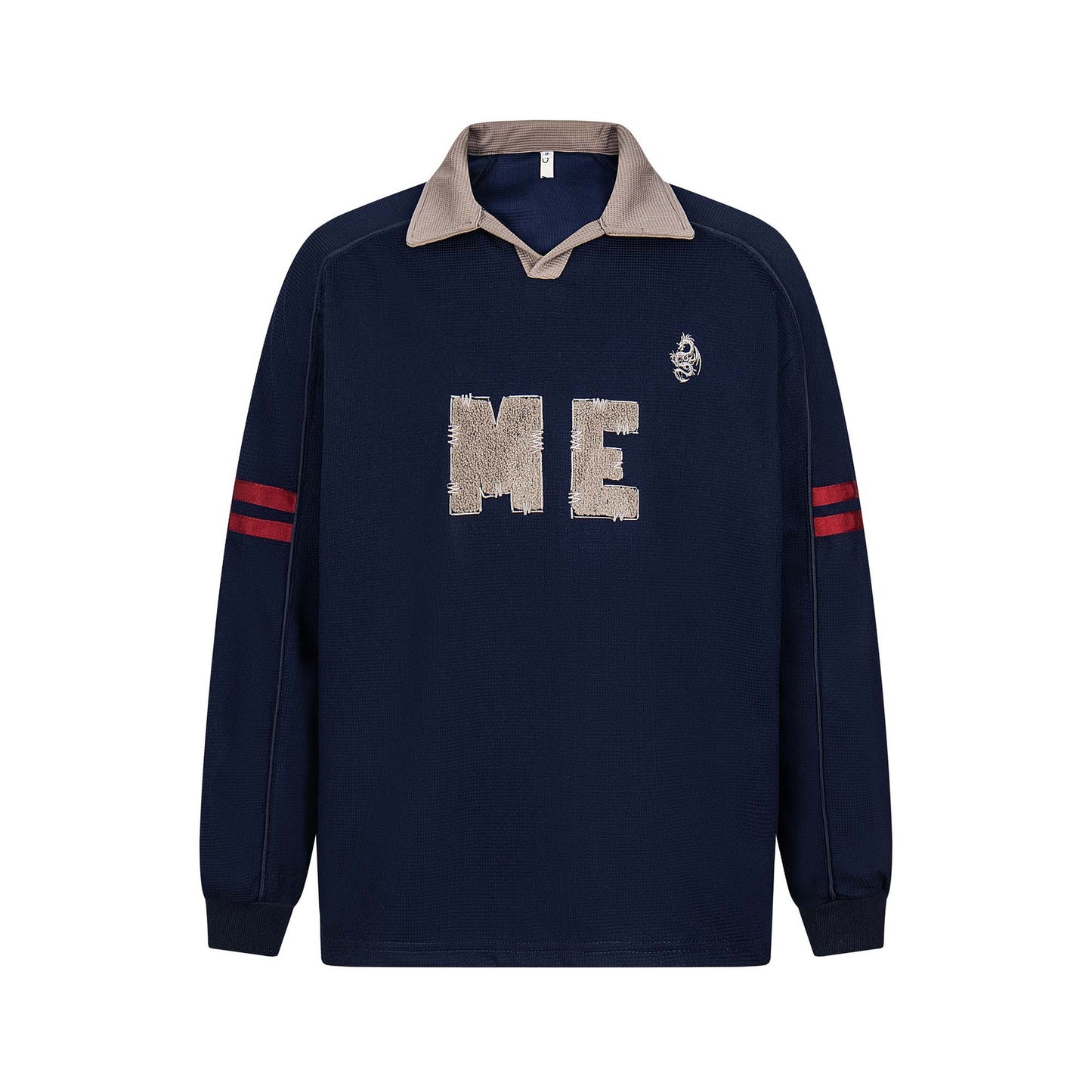 Style Color Block Dragon Letter Embroidery Polo Sweatshirt Unisex Loose Casual Top - SkyeDragon Gifts