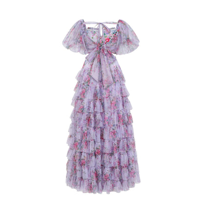 Womens Floral Embroidered Crop Top High Waist Maxi Skirt Set