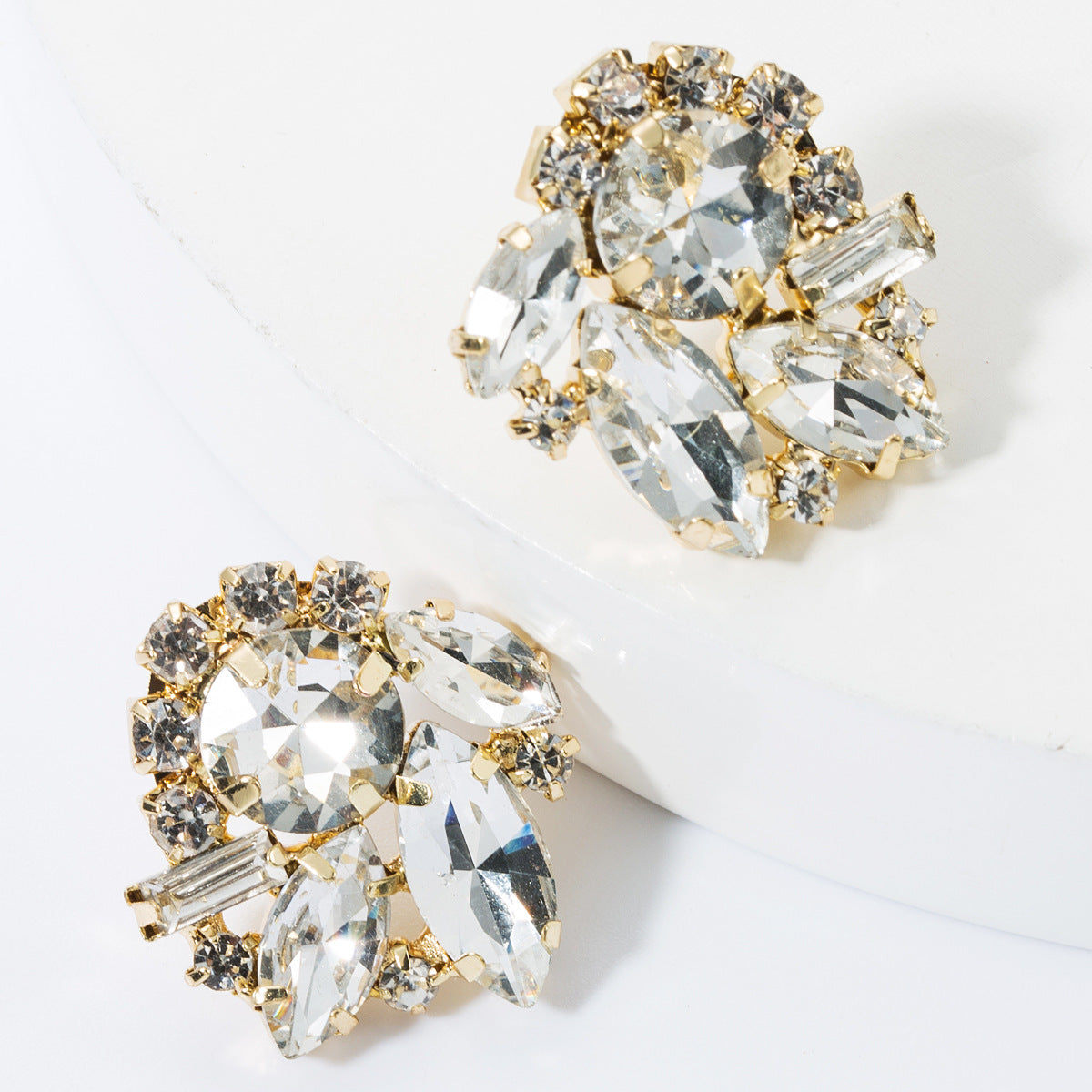 Fashion Color Diamond Rhinestone Super Flash Earrings Female Personality Super Fairy Stud Earrings
