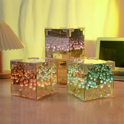 Magic Cube Tulip Night Light Creative DIY Three-Dimensional Flower Sea Material Package Gift for Girlfriend Couple Girlfriend Gi - SkyeDragon Gifts