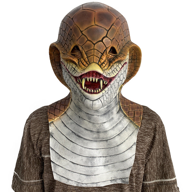 Realistic Basilisk Reptile Mask Full Face Latex Horror Costume for Adults