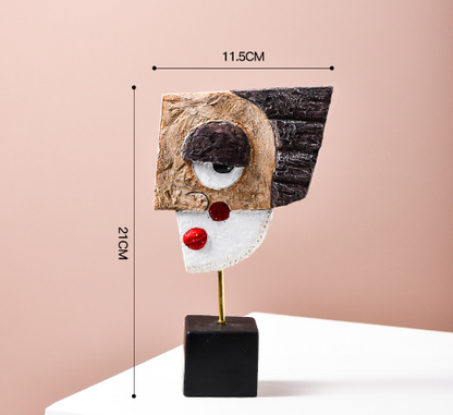 Abstract Face Resin Sculpture for Wine Cabinet Living Room Decor