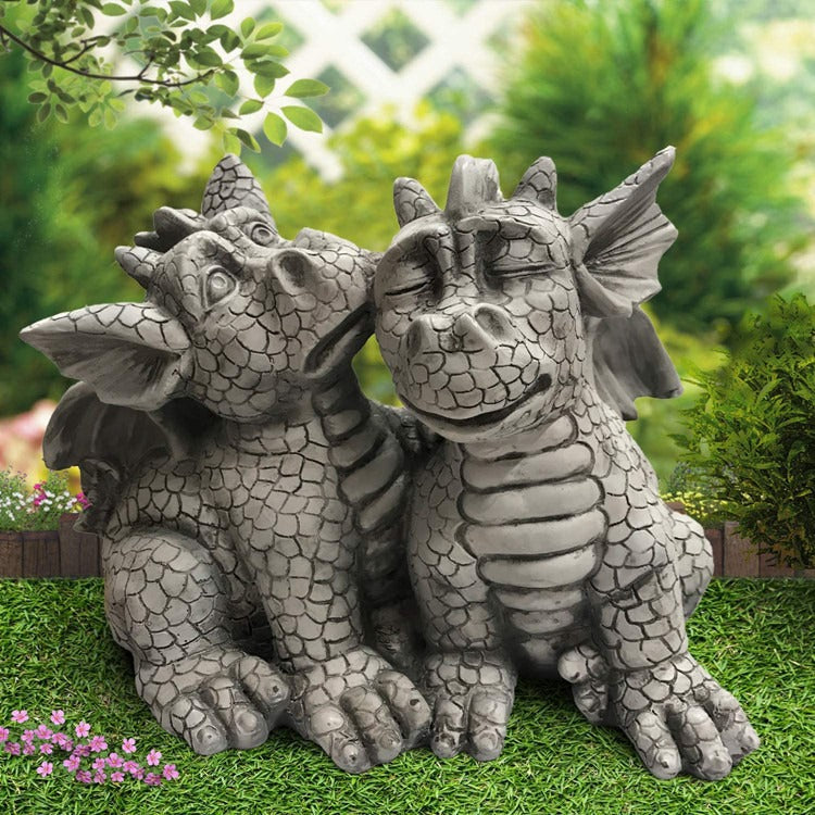 Solar powered dragon sculpture resin animal ornaments - SkyeDragon Gifts