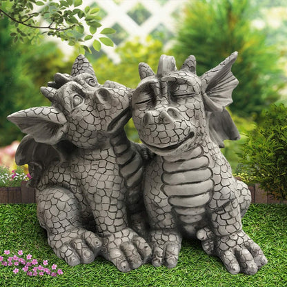 Solar powered dragon sculpture resin animal ornaments - SkyeDragon Gifts