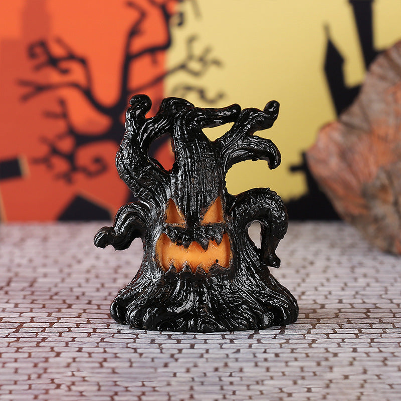 Halloween Decoration Resin Tree Spirit LED Light-Up Resin Ornament Creative Halloween Gift