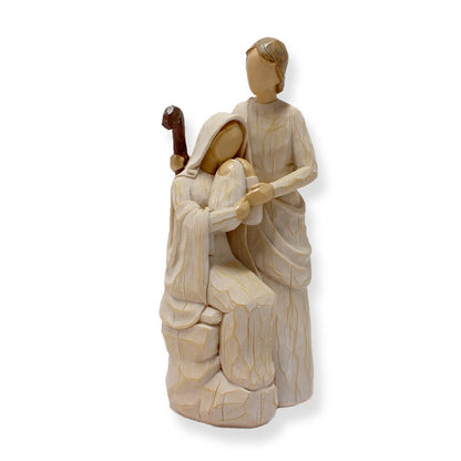 Warm Family Resin Sculpture Woodcut Style Home Decoration