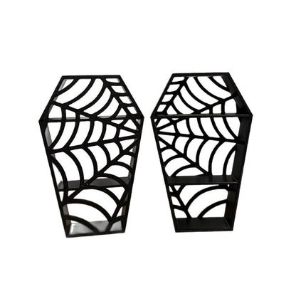 Gothic Style Coffin-Shaped Spider Web 3D Printed Jewelry Stand Decorative Ornament