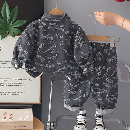 Jacquard denim long sleeved three piece set for babies - SkyeDragon Gifts