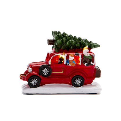 Christmas Luminous Resin Truck Car Ornament With Lights Holiday Decor