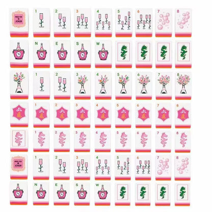 Four-Layer Orange Champagne Acrylic American Mahjong Tiles, Hand-Operated Portable Creative Outdoor and Home Mahjong Game