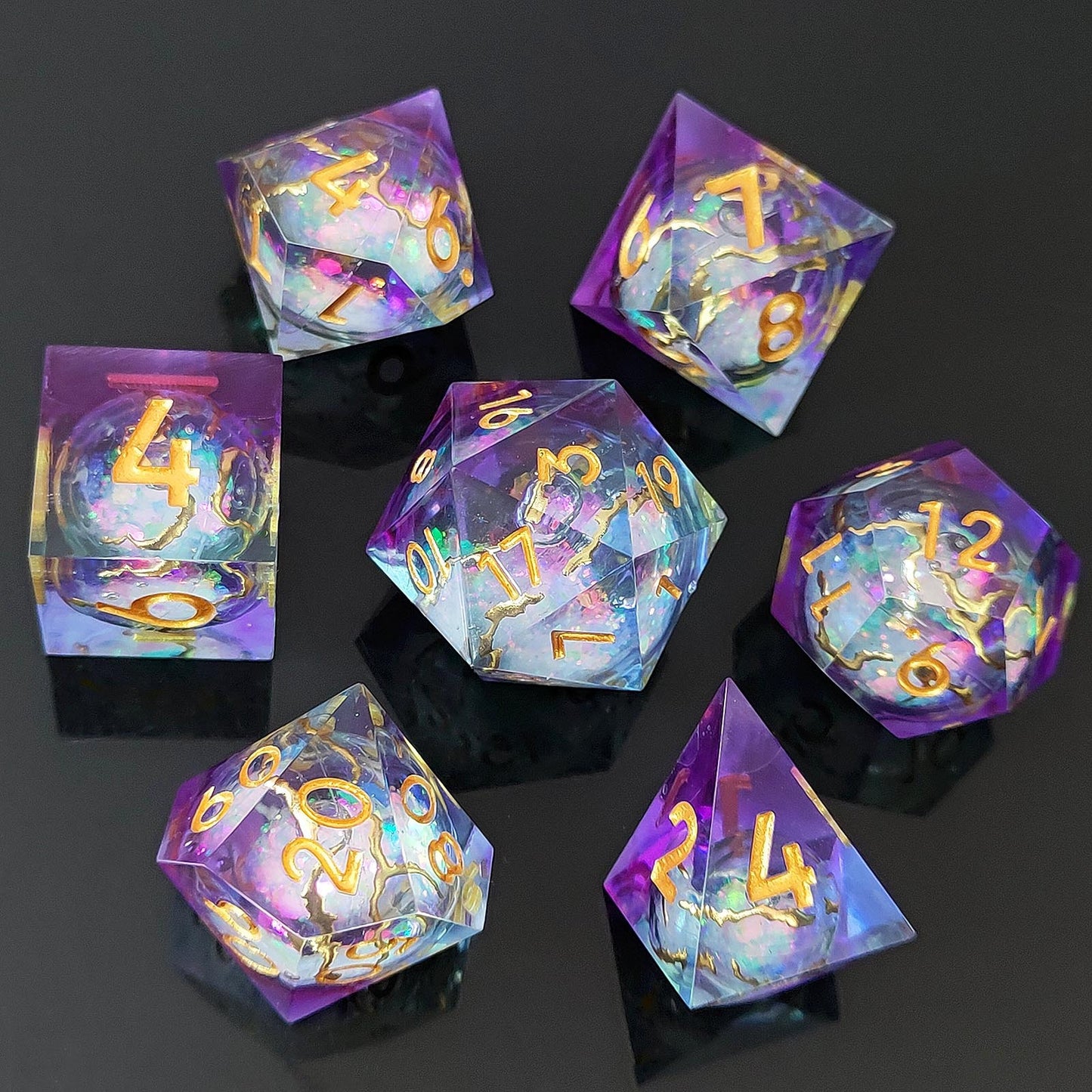 Resin Sand Flow Dice Liquid Core DND DungeonsDragons TRPG Board Game Dice Set Roleplaying Cthulhu - SkyeDragon Gifts