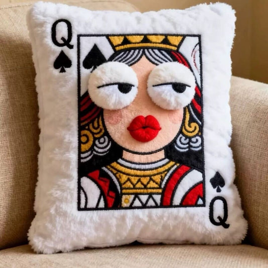 Cartoon Embroidered Square Pillow - Soft Quirky Big Eyes Game Cushion, Decorative Plush Throw Pillow for Home & Bedroom - SkyeDragon Gifts