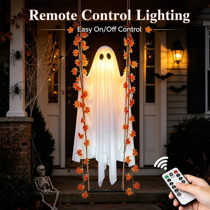 LED Halloween Hanging Ghost Decoration With Remote Control And 8 Lighting Modes