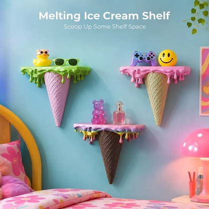 3D Printed Melting Ice Cream Floating Shelf Wall Decor And Storage Rack