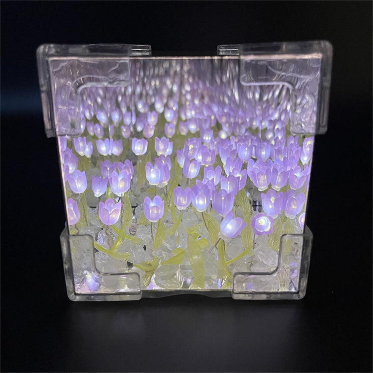 Magic Cube Tulip Night Light Creative DIY Three-Dimensional Flower Sea Material Package Gift for Girlfriend Couple Girlfriend Gi - SkyeDragon Gifts