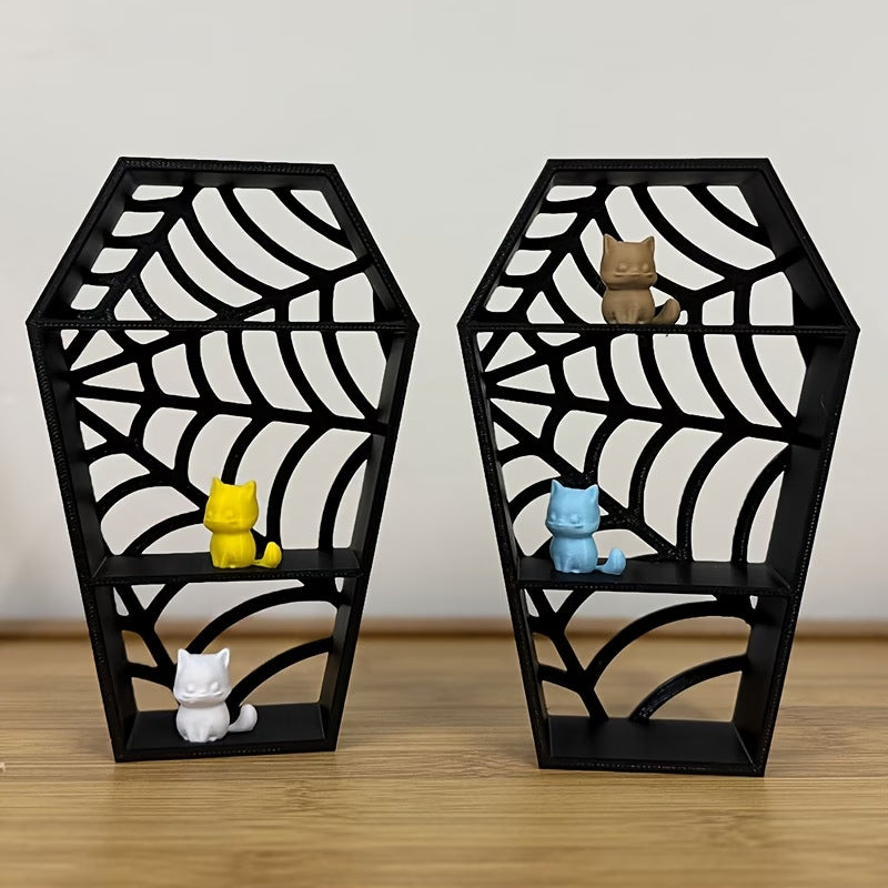 Gothic Style Coffin-Shaped Spider Web 3D Printed Jewelry Stand Decorative Ornament