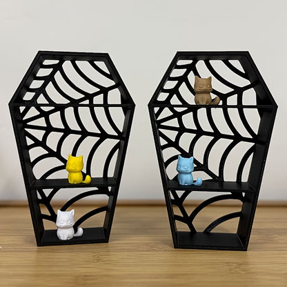 Gothic Style Coffin-Shaped Spider Web 3D Printed Jewelry Stand Decorative Ornament