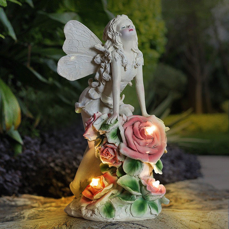 Outdoor Flower Fairy Solar Resin