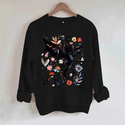 Long sleeved round neck dragon pattern and floral design