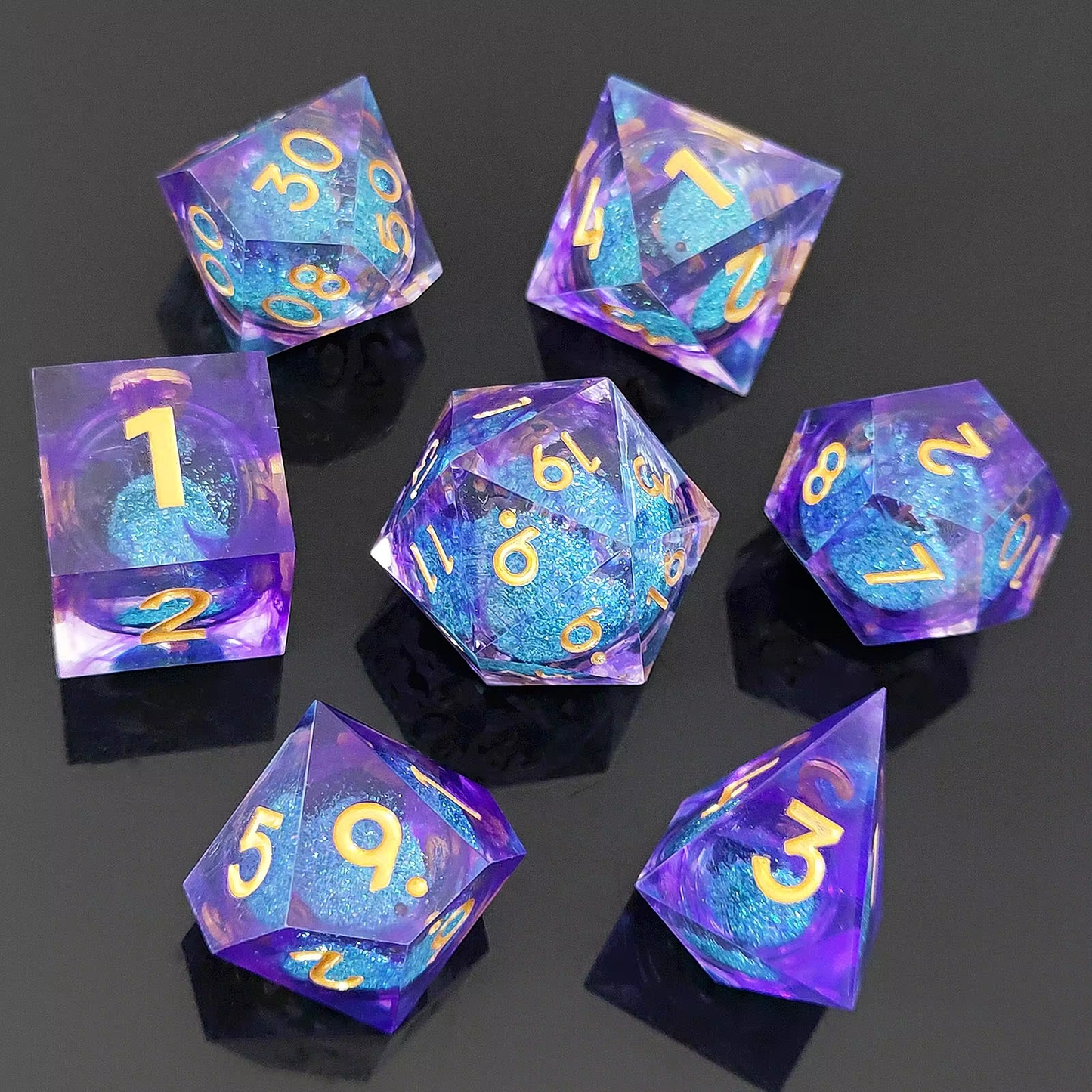 Resin Sand Flow Dice Liquid Core DND DungeonsDragons TRPG Board Game Dice Set Roleplaying Cthulhu - SkyeDragon Gifts