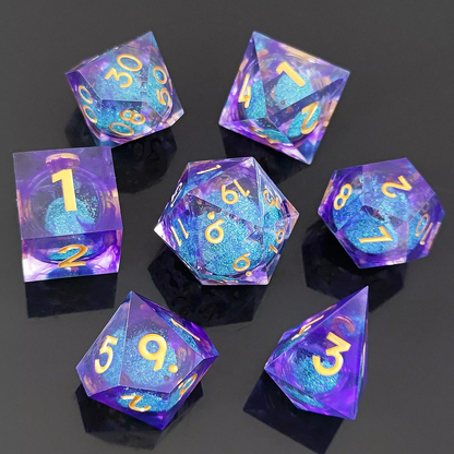Resin Sand Flow Dice Liquid Core DND DungeonsDragons TRPG Board Game Dice Set Roleplaying Cthulhu - SkyeDragon Gifts