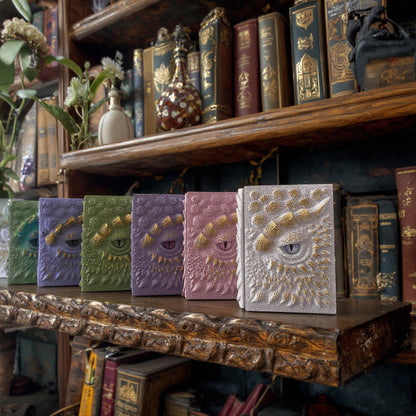 New Clear Cream-Colored Resin Animated Dragon Book with Demon's Eye for Independent Site - SkyeDragon Gifts