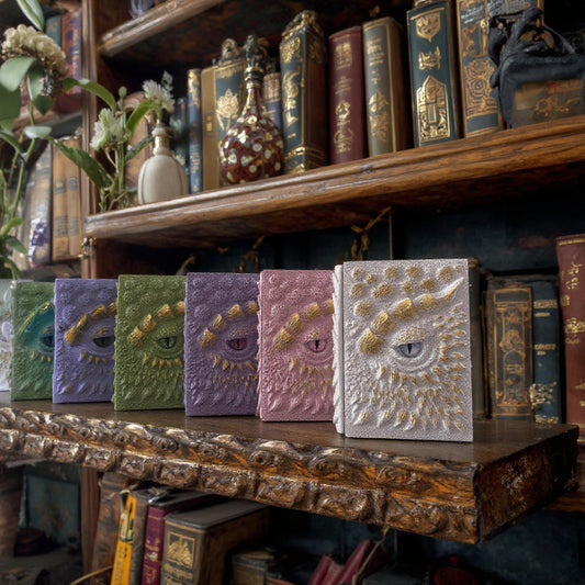 New Clear Cream-Colored Resin Animated Dragon Book with Demon's Eye for Independent Site - SkyeDragon Gifts