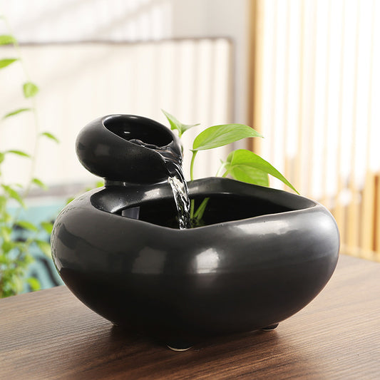 Wealth-Bringing Flowing Water Ornament, Ceramic Mini Desktop Decoration for Living Room - SkyeDragon Gifts