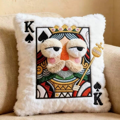 Cartoon Embroidered Square Pillow - Soft Quirky Big Eyes Game Cushion, Decorative Plush Throw Pillow for Home & Bedroom - SkyeDragon Gifts