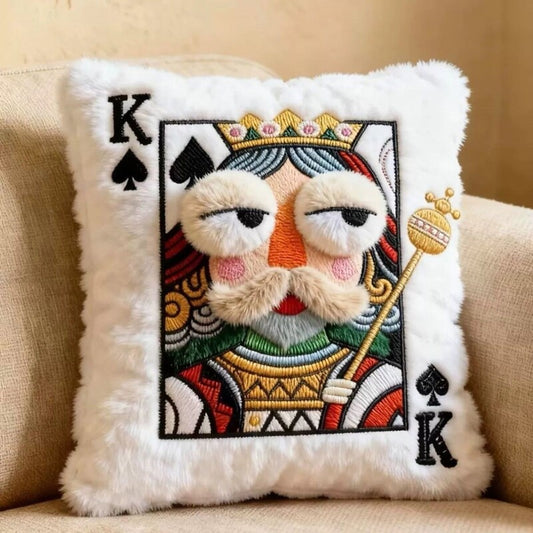 Cartoon Embroidered Square Pillow - Soft Quirky Big Eyes Game Cushion, Decorative Plush Throw Pillow for Home & Bedroom - SkyeDragon Gifts