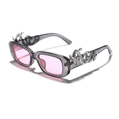 Fashion Small Frame Oval Handmade Diamond Pair Of Dragon Sunglasses Retro Personality Trend Punk Style Glasses And Sunglasses - SkyeDragon Gifts