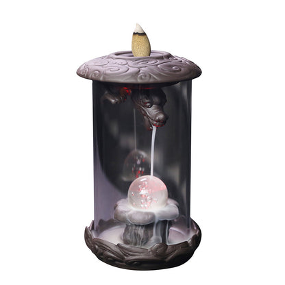 Purple Sand Dragon Backflow Incense Burner Creative Led Light Windproof Cover Dragon Backflow Incense Burner Home Decoration - SkyeDragon Gifts